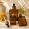 Amber Glass Dropper Bottle with Wooden Cap